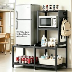 New Mini Fridge Stand with Power Outlet & Pegboard