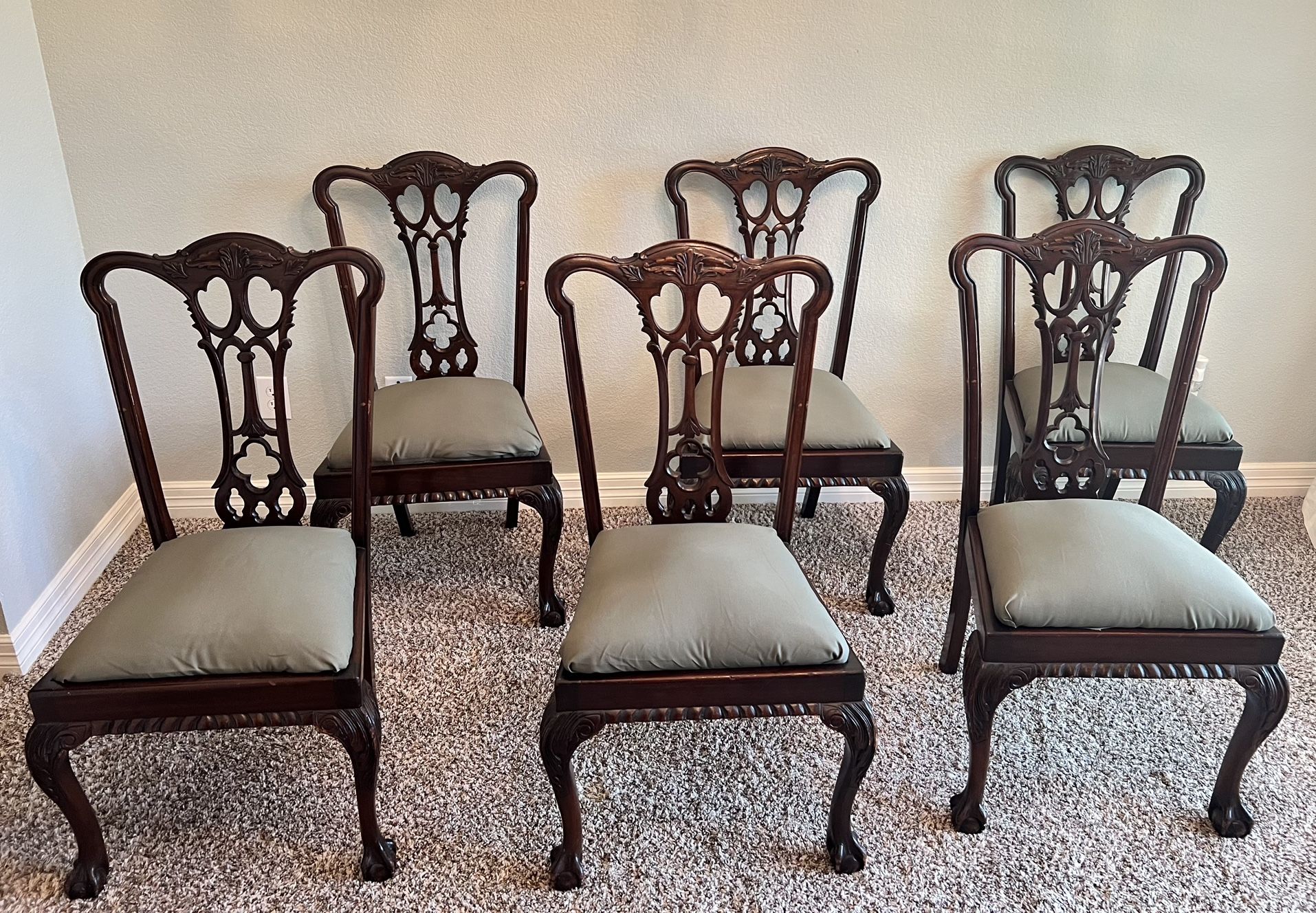 Antique Reproduction Chippendale Dining Chair Set