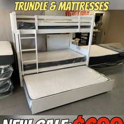  NEW TWIN TWIN BUNKBED WITH TRUNDLE & MATTRESSES 