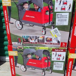 Radio Flyer, Discovery Stroll 'N Wagon with Canopies, Folding Wagon, Gray and Red