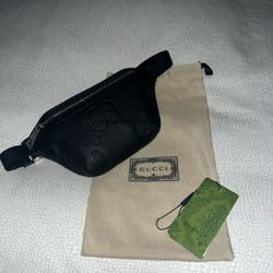 Gucci Black Leather Jumbo GG Small Crossbody Belt Bag