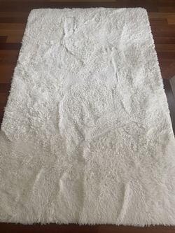 White Plush Washable carpet Rug