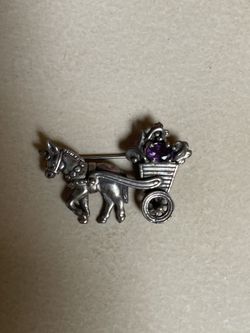 Western Wagon Horse Brooch Pin Aged Cowboy Carriage Horse Retro Chic