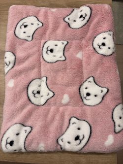 14”x 18” Pink Fleece Blanket with Bear Print  Dog Cat