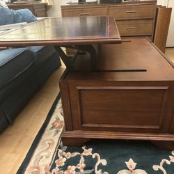 Hinged Top Coffee Table With Locking File Cabinet