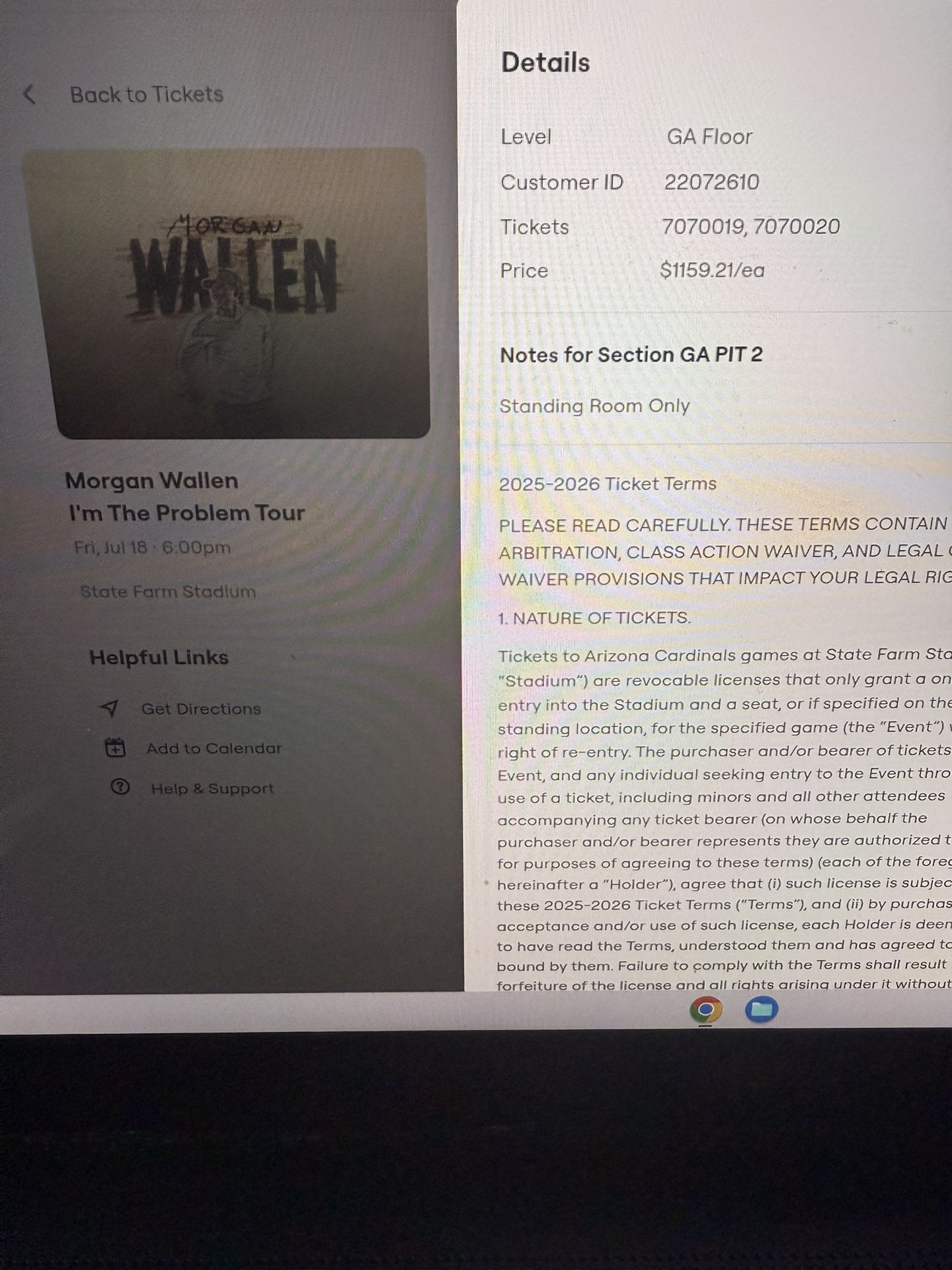 Morgan Wallen 7/18 Two PIT Tickets