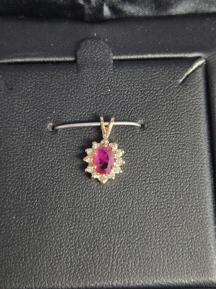 14kt Gold Diamond Ruby Charm