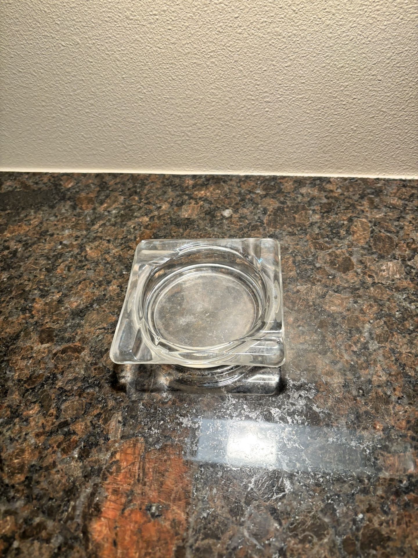 Vintage Clear Glass Square Ashtray