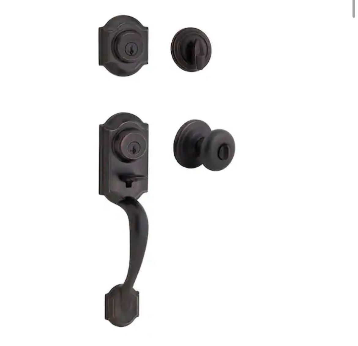 Kwikset Montara Venetian Bronze Single Cylinder Door Handleset with Juno Entry Door Knob Featuring SmartKey Security @982