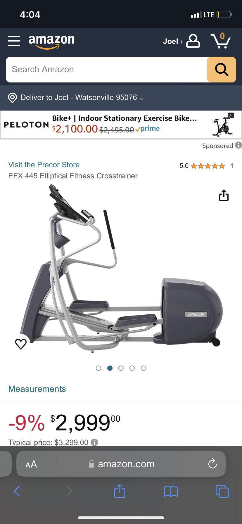 Precor EFX 445 Elliptical Fitness Crosstrainer
