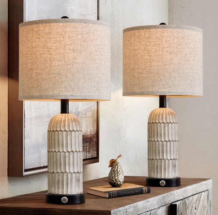OYEARS 22.5” 3-Way Dimmable Touch Control Table Lamp Set of 2