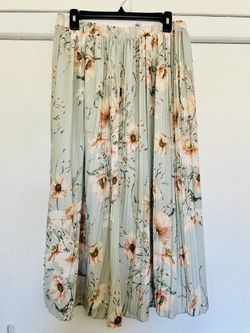 H&M Women Spring Summer Floral Green Mint Long Midi Maxi Skirt Dress