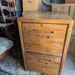 2 Drawer Wooden File Cabinet, Locks With Keys.  Perfect For A Home Office 