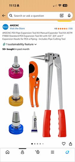 PEX Pipe Expansion Tool Kit with Cutter and 3 Heads
