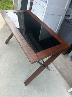 Wooden Table With Glass / Read Below ⬇️ ITS AVAILABLE WHY ASK