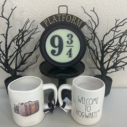 Rae Dunn  Harry Potter Mugs And A 9 3/4 Sign