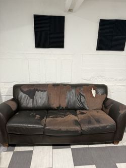 FREE WITH PICKUP - Worn Leather Couch