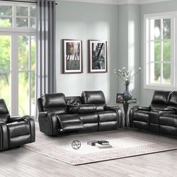 Titan2004-Black OVERSIZED 3pc Reclining Set  