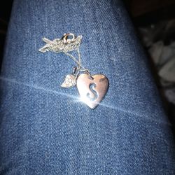 Silver Necklace Heart Shaped With S