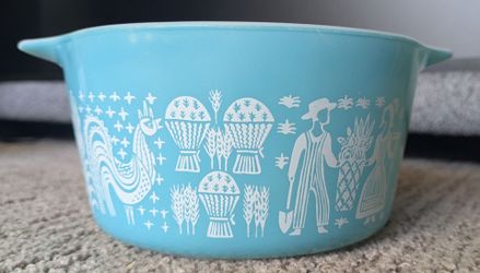 Vintage Pyrex Turquoise Aqua Amish Butterprint 473 1 Qt Casserole Dish - NO LID