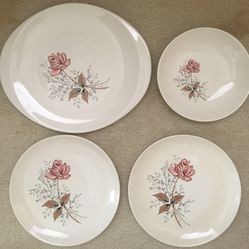 Four (4) Piece  Canonsburg Pottery Royal Rose Dishware 