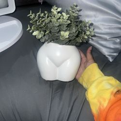 White Ceramic Vase With Greenery