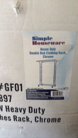 heavy duty double rod clothing rack, chrome