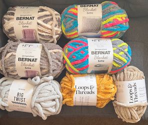 Lot of Bernat  Blanket, Big Twist, Loops & Threads yarn