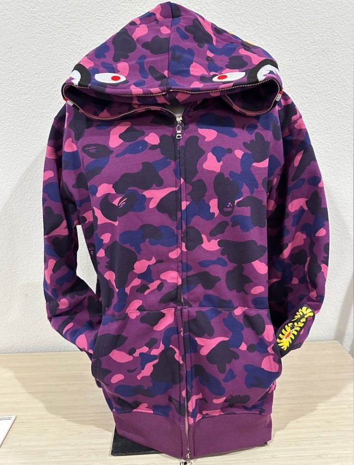 Purple Nd Black Bape Shark Hoodie