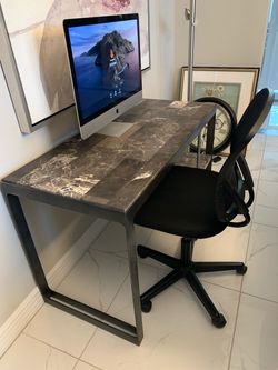 Modern Desk with Marble-Look Top
