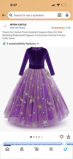 Girls Purple Velvet Sequin Formal Gown