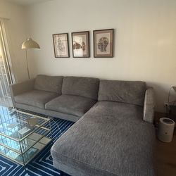 Gray Cosmos 113” 2pc Mid Century Modern Sectional Sofa with Chaise