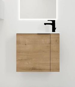 Victoria 22 in. W x 13 in. D x 20 in. H Floating Bath Vanity in Imitative Oak with White Integrated
