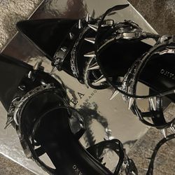 Spiked Black Women Heels Size 9