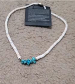 NECKLESS TURQUOISE SHELL AUTHENTIC( WATCH VIDEO) VINTAGE HEAVY GRADUATED HELSHI