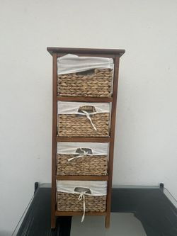wicker basket storage tower