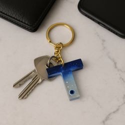 Handmade Resin Art Evil Eye Letter T Keychain 