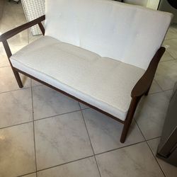 NEW Coewske 2 Seat Modern Sofa Couch Chair Teddy Fleece Loveseat w/ Wood Frame Beige