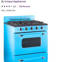 Classic Retro 30” 4 burner gas range stove with convection oven
