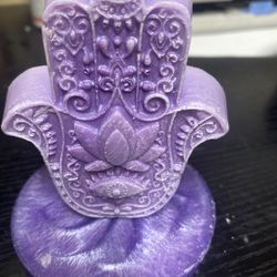 Lavender Scent Hamsa Hand Candle With Sitting Plate
