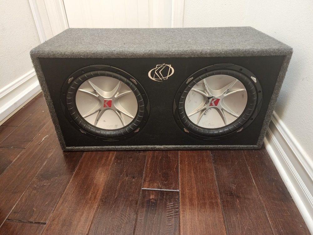 Two CVR 12 Inch Ported Box, Kicker, Subwoofers And Power Acoustik Amplifier