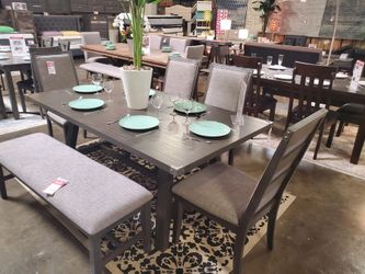 DINING TABLE -6PCS- WITH BENCH - [NEW]