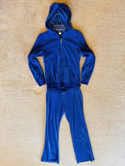 Old Navy Womens small velvet violet purple blue 2-piece Hooded Velour Gym Sweats Lounge Jog sweatsuit