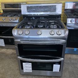 New LG ThinQ 5 Burner Double Oven Gas Stove 30” Wide