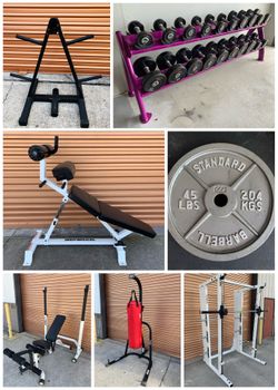 Smith Machines/ Squat /Power Racks, Olympic Weight Bench, Plates, Dumbbells, Trees, Ab, Punching Bag