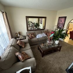 Beige  Living Room Set With Mirror 