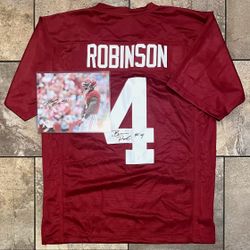 Brian Robinson Jr. Signed Alabama Crimson Tide Custom Jersey And Photo 