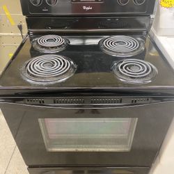 WHIRLPOOL COIL TOP BLACK STOVE 