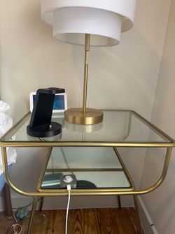 Gold Glass Two-Tier Side Table