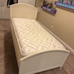White Twin Platform Bed with Sealy Mattress